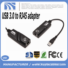 Hot-sale Negro USB 3.0 10/100 / 1000Mbps Gigabit Ethernet RJ45 Tarjeta de red externa Conector de adaptador LAN Un puerto USB